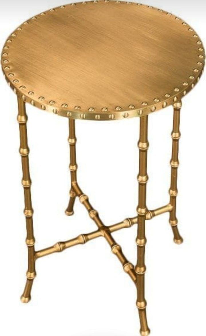 Brass Bamboo-Leg Studded Side Table