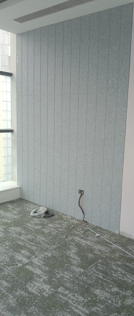 Grey Acoustic Fabric Wall Panelling