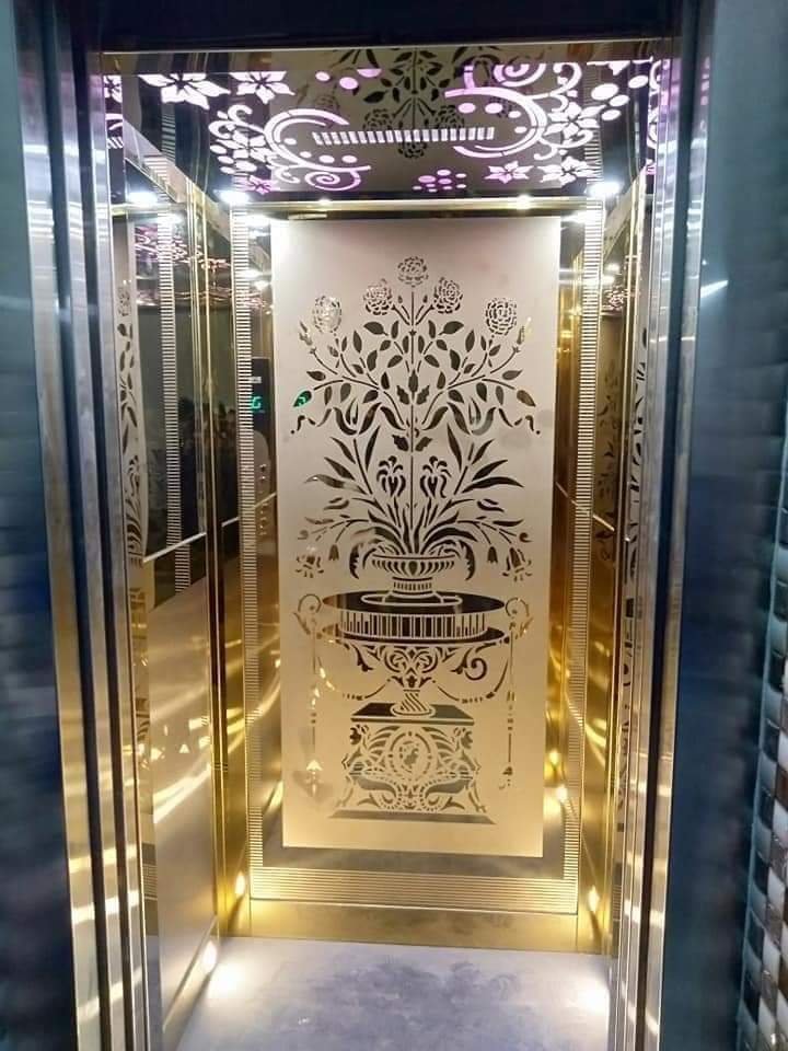 PVD Gold Etched SS Elevator Cabin Interior