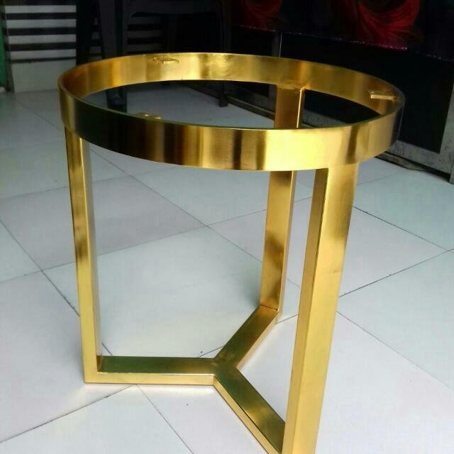 PVD Gold Round Tripod Side Table Frame