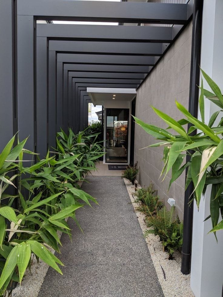Grey Portal-Frame Walkway Pergola