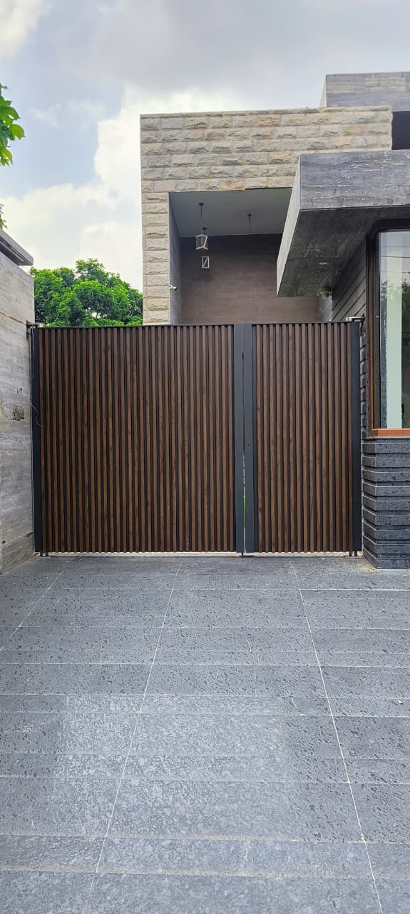 Wood-Finish Slat Main Gate